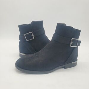 Nine West Faux Micro Suede Ankle Boots Size 6.5 Black